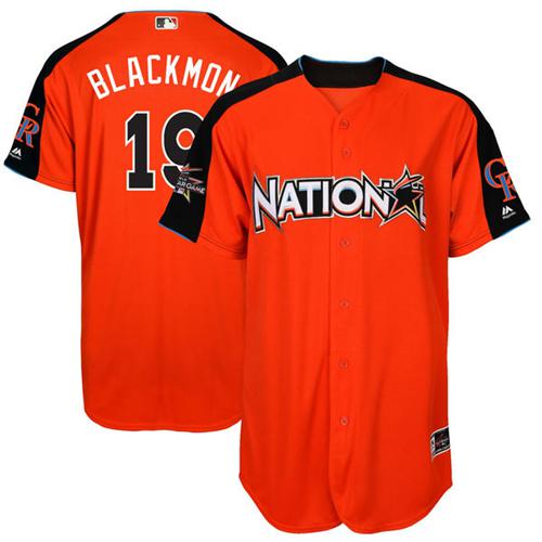 Colorado Rockies #19 Charlie Blackmon Orange 2017 All-Star National League Stitched Jersey Men's