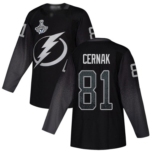Adidas Tampa Bay Lightning #81 Erik Cernak Black Alternate Authentic 2020 Stanley Cup Champions Stitched Jersey Men's