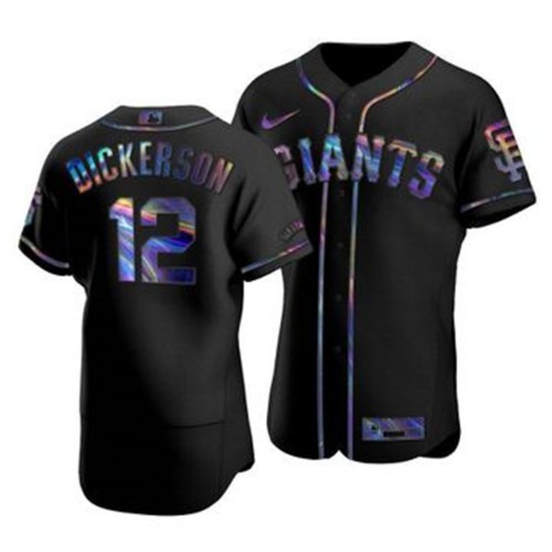 San Francisco San Francisco Giants #12 Alex Dickerson Men's Iridescent Holographic Collection Jersey - Black Men's