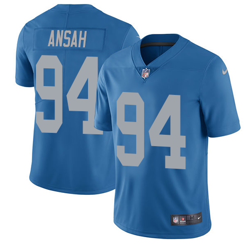 Detroit Lions #94 Ziggy Ansah Blue Throwback Men's Stitched Vapor Untouchable Limited Jersey Men's