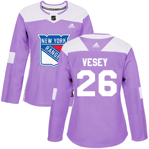 Adidas New York Rangers #26 Jimmy Vesey Purple Authentic Fights Cancer Women's Stitched Jersey Womens