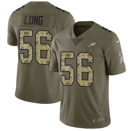 Philadelphia Eagles #56 Chris Long Olive/Camo Youth Stitched Limited 2017 Salute to Service Jersey Youth