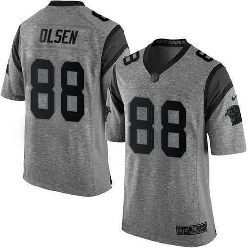 Carolina Panthers #88 Greg Olsen Gray Men's Stitched Limited Gridiron Gray Jersey Men's
