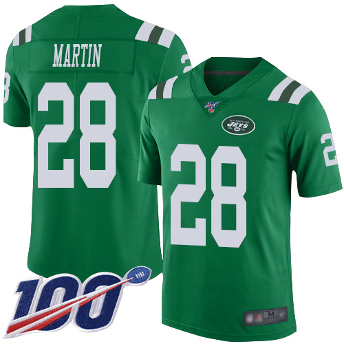 Jets #28 Curtis Martin Green Men's Stitched Limited Rush 100th Season Jersey