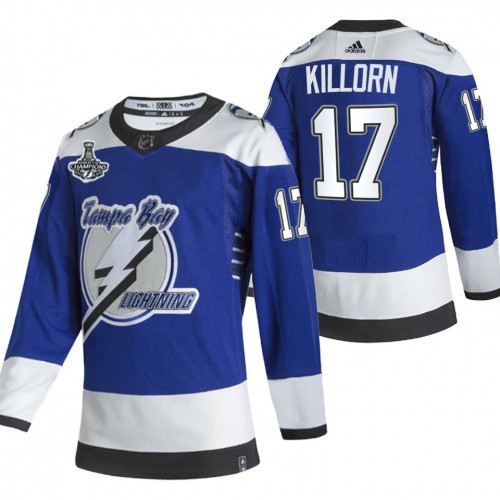 Adidas Tampa Bay Lightning #17 Alex Killorn Blue Road Authentic 2021 Stanley Cup Champions Jersey Men's