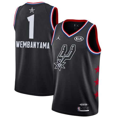San Antonio Spurs #1 Victor Wembanyama Black Jordan Swingman 2019 All-Star Game Jersey
