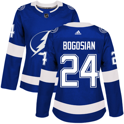 Adidas Tampa Bay Lightning #24 Zach Bogosian Blue Home Authentic Women's Stitched Jersey Womens