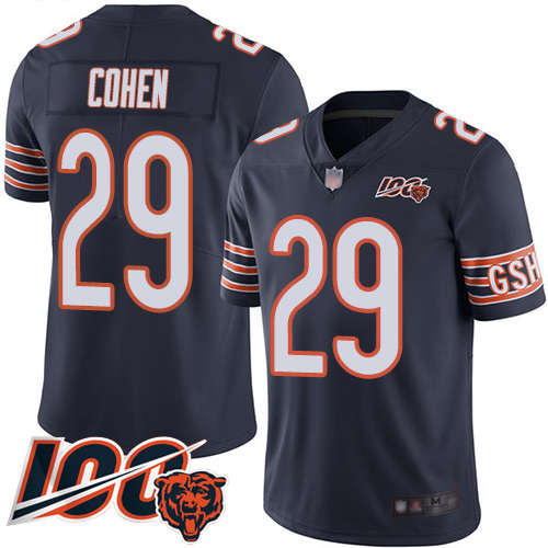 Bears #29 Tarik Cohen Navy Blue Team Color Men's Stitched 100th Season Vapor Limited Jersey