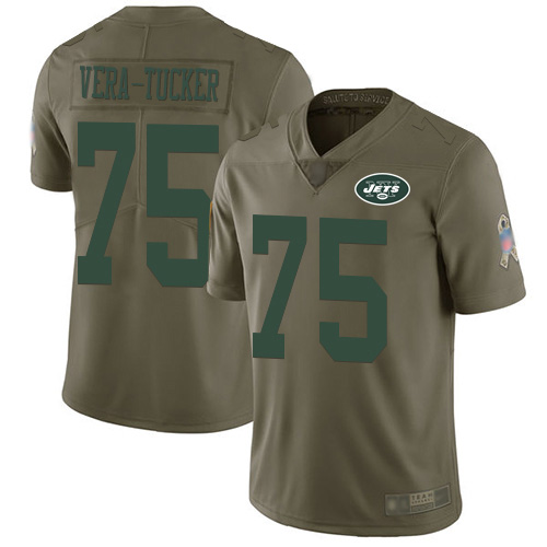 New York Jets #75 Alijah Vera-Tucker Olive Men's Stitched Limited 2017 Salute To Service Jersey Men's
