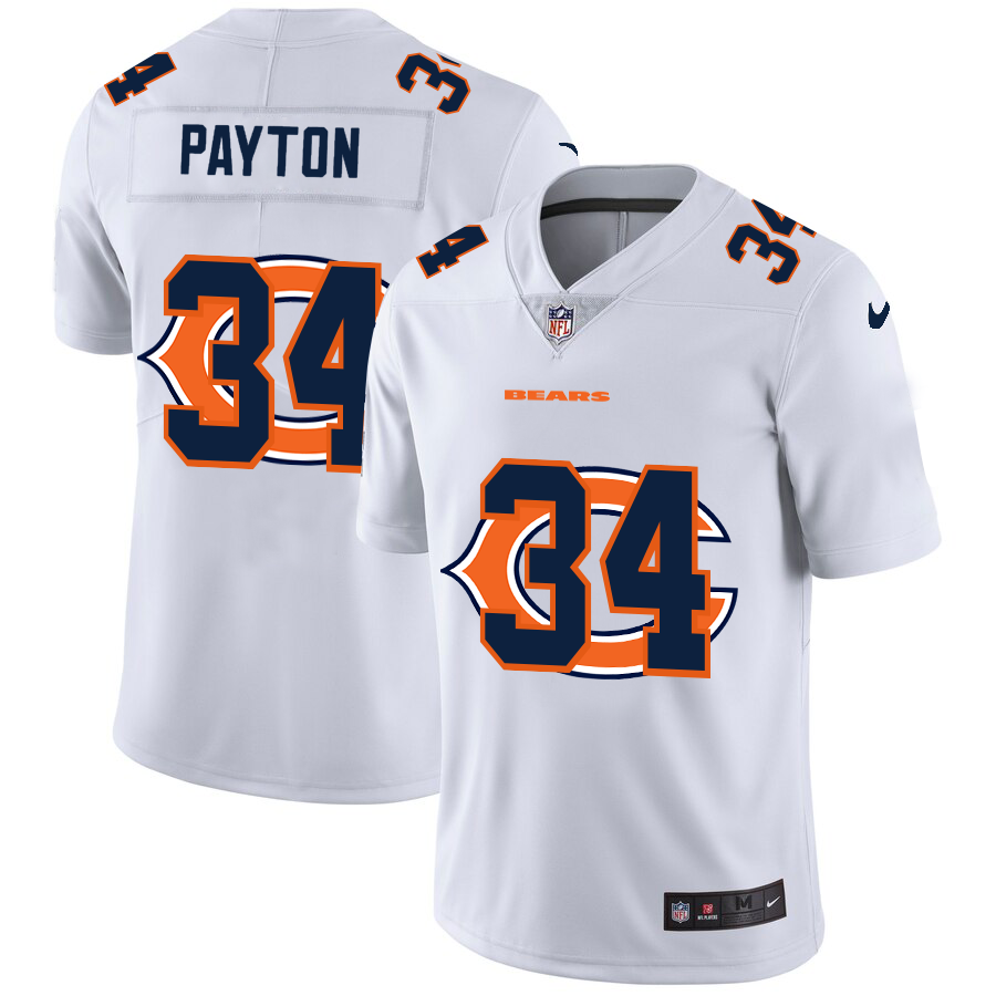Chicago Bears #34 Walter Payton White Men's Team Logo Dual Overlap Limited Jersey