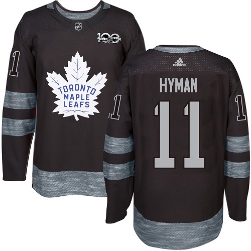Adidas Maple Toronto Maple Leafs #11 Zach Hyman Black 1917-2017 100th Anniversary Stitched Jersey Men's