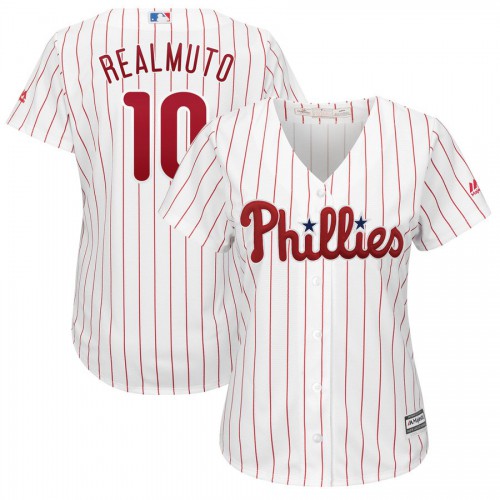 Philadelphia Philadelphia Phillies #10 JT Realmuto Majestic Women's Home Cool Base Player Jersey White Womens