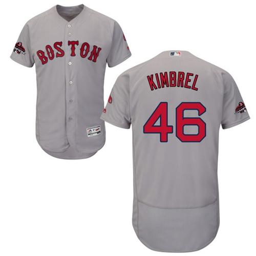Boston Red Sox #46 Craig Kimbrel Grey Flexbase Authentic Collection 2018 World Series Champions Stitched Jersey Men's