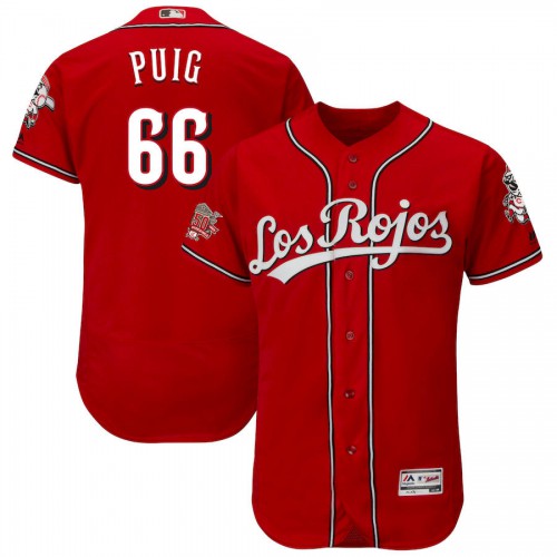 Cincinnati Cincinnati Reds #66 Yasiel Puig Majestic Alternate Authentic Collection Flex Base Player Jersey Scarlet Men's