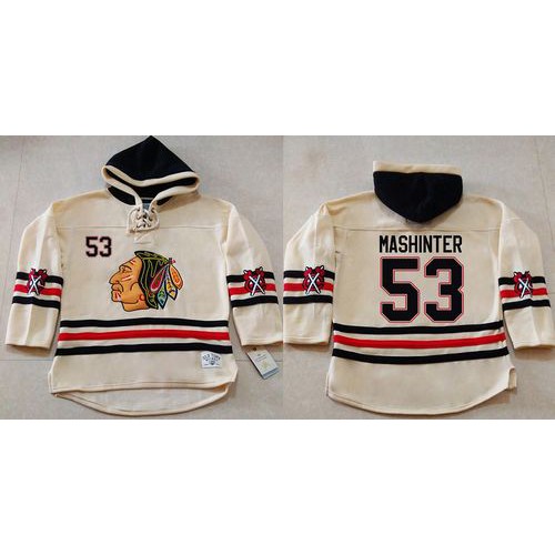 Chicago Blackhawks #53 Brandon Mashinter Cream Heavyweight Pullover Hoodie Stitched Jersey Men's