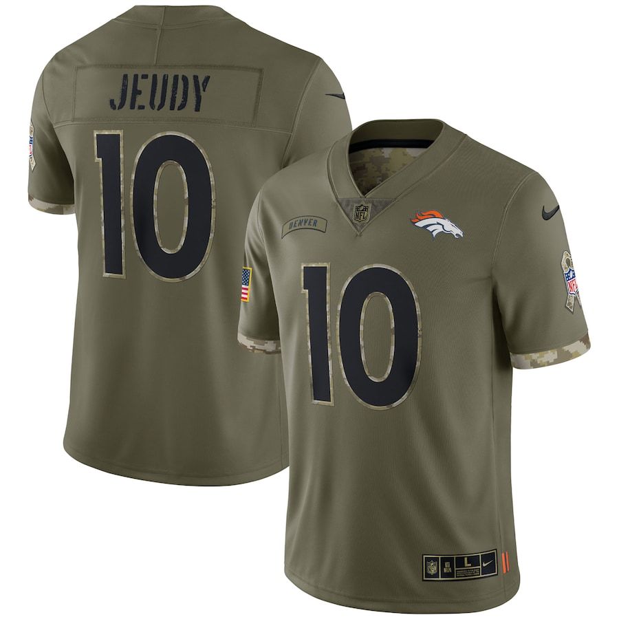 Denver Broncos #10 Jerry Jeudy Men's 2022 Salute To Service Limited Jersey - Olive