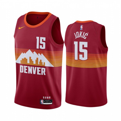 Denver Nuggets #15 Nikola Jokic Red Swingman 2020-21 City Edition Jersey Mens