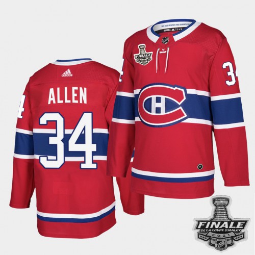 Adidas Montreal Canadiens #34 Jake Allen Red Home Authentic Youth 2021 Stanley Cup Final Patch Jersey Youth