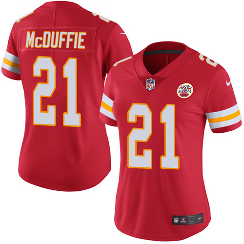 Chiefs #21 Trent McDuffie Red Team Color Women's Stitched Vapor Untouchable Limited Jersey