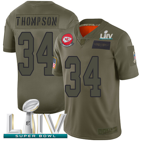 Kansas City Chiefs #34 Darwin Thompson Camo Super Bowl LIV 2020 Men's Stitched Limited 2019 Salute To Service Jersey Men's
