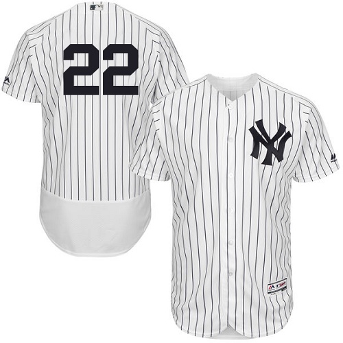 New York Yankees #22 Jacoby Ellsbury White Strip Flexbase Authentic Collection Stitched Jersey Men's