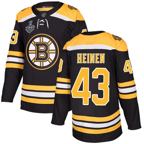 Adidas Boston Bruins #43 Danton Heinen Black Home Authentic Stanley Cup Final Bound Stitched Jersey Men's