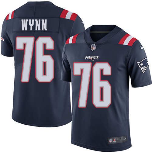 New England Patriots #76 Isaiah Wynn Navy Blue Men's Stitched Limited Rush Jersey Men's