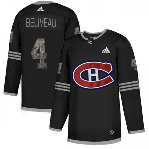 Adidas Montreal Canadiens #4 Jean Beliveau Black Authentic Classic Stitched Jersey Men's