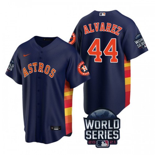 Houston Houston Astros #44 Yordan Alvarez Men's 150th Anniversary 2021 World Series Game Jersey - Navy Men's