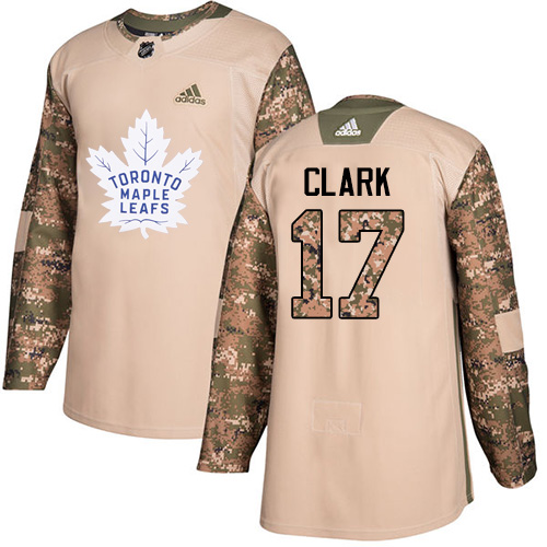 Adidas Maple Toronto Maple Leafs #17 Wendel Clark Camo Authentic 2017 Veterans Day Stitched Jersey Men's