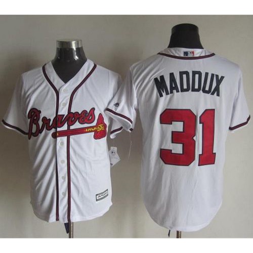 Atlanta Braves #31 Greg Maddux White New Cool Base Stitched Jersey Men's