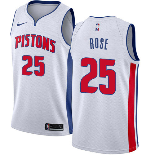 Detroit Pistons #25 Derrick Rose White Swingman Association Edition Jersey Mens