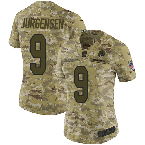 Washington Commanders #9 Sonny Jurgensen Camo Women's Stitched Limited 2018 Salute to Service Jersey Womens