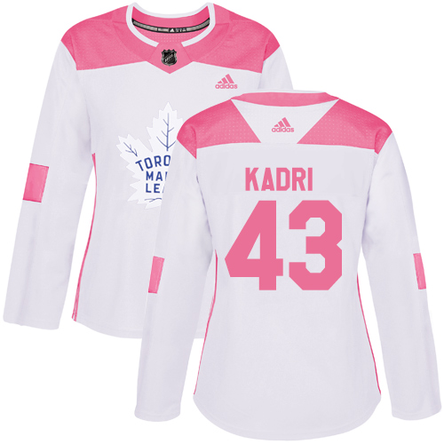 Adidas Maple Toronto Maple Leafs #43 Nazem Kadri White/Pink Authentic Fashion Women's Stitched Jersey Womens