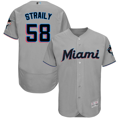 Miami Marlins #58 Dan Straily Grey Flexbase Authentic Collection Stitched Jersey Men's