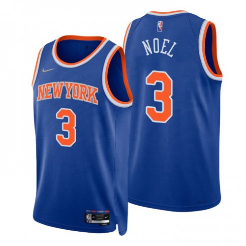 New York Knicks #3 Nerlens Noel Blue Mens 2021-22 75th Anniversary Diamond Swingman Jersey - Icon Edition Mens