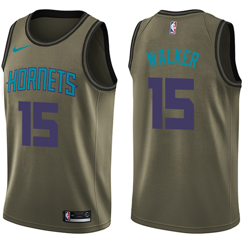 Charlotte Hornets #15 Kemba Walker Green Salute to Service Youth Swingman Jersey Youth