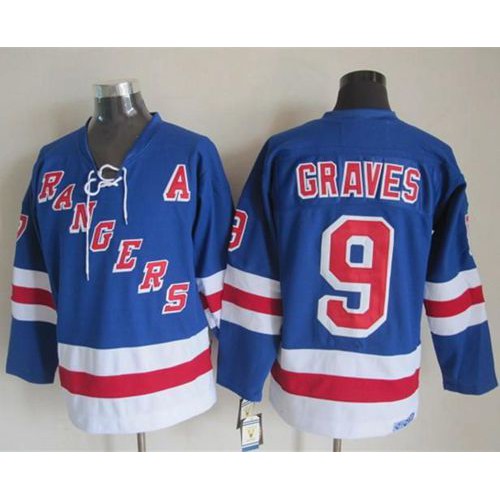 New York Rangers #9 Adam Graves Light Blue CCM Throwback Stitched Jersey Men's