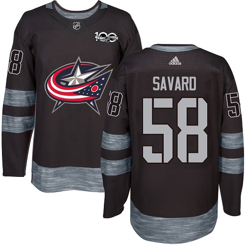 Adidas Columbus Blue Jackets #58 David Savard Black 1917-2017 100th Anniversary Stitched Jersey Men's