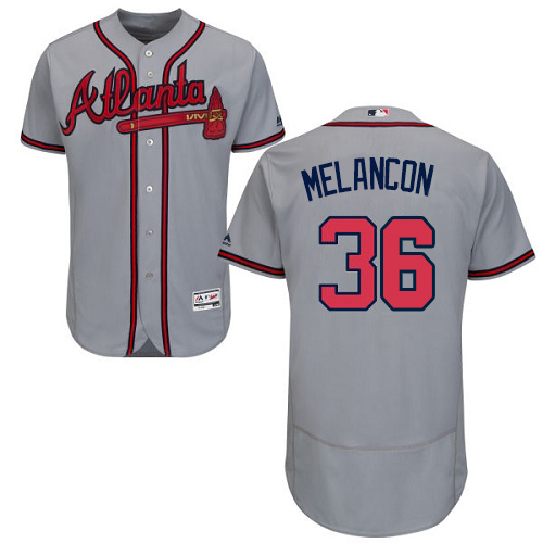 Atlanta Braves #36 Mark Melancon Grey Flexbase Authentic Collection Stitched Jersey Men's