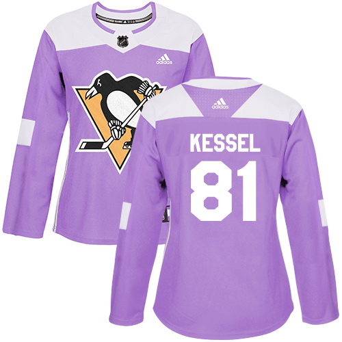 Adidas Pittsburgh Penguins #81 Phil Kessel Purple Authentic Fights Cancer Women's Stitched Jersey Womens