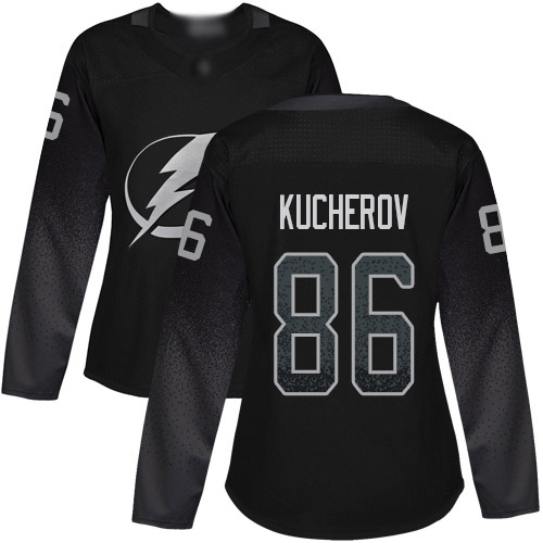 Adidas Tampa Bay Lightning #86 Nikita Kucherov Black Alternate Authentic Women's Stitched Jersey Womens