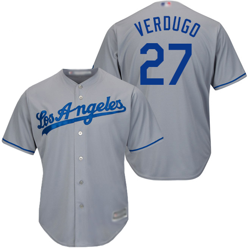 Los Angeles Dodgers #27 Alex Verdugo Grey Cool Base Stitched Youth Jersey Youth