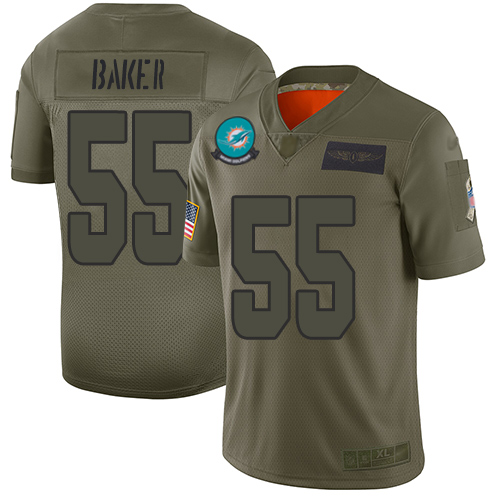 Miami Dolphins #55 Jerome Baker Camo Men's Stitched Limited 2019 Salute To Service Jersey Men's