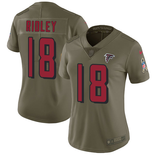 Falcons #18 Calvin Ridley Olive Women's Stitched Limited 2017 Salute To Service Jersey