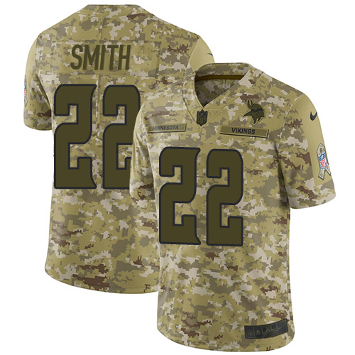 Vikings #22 Harrison Smith Camo Men's Stitched Limited 2018 Salute To Service Jersey