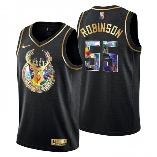 Milwaukee Milwaukee Bucks #55 Justin Robinson Mens Golden Edition Diamond Logo 2021/22 Swingman Jersey - Black Mens