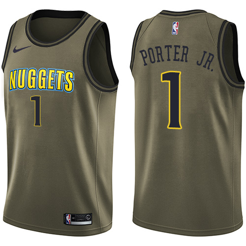 Denver Nuggets #1 Michael Porter Jr. Green Swingman Salute to Service Jersey Mens