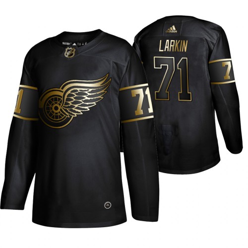 Adidas Detroit Red Wings #71 Dylan Larkin Men's 2019 Black Golden Edition Authentic Stitched Jersey Men's