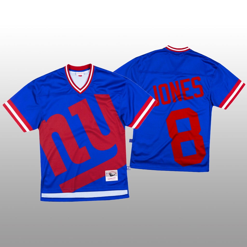 New York Giants #8 Daniel Jones Blue Men's Mitchell & Nell Big Face Fashion Limited Jersey